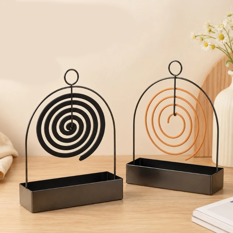 Metal Scent Stand with Lower Tray, Iron Display Piece with Top Handle for Living Room, Bedroom, Study, or Tea Room Y5GB
