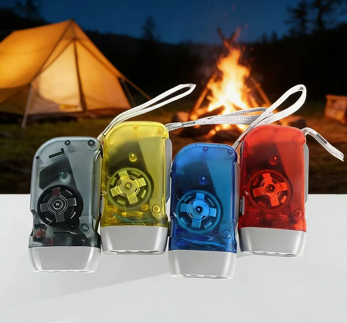 Portable Hand Pressing 1LED Night Flashlight Self-Powered Dynamo Crank Power Wind Up Manual Power Generation For Camping Riding