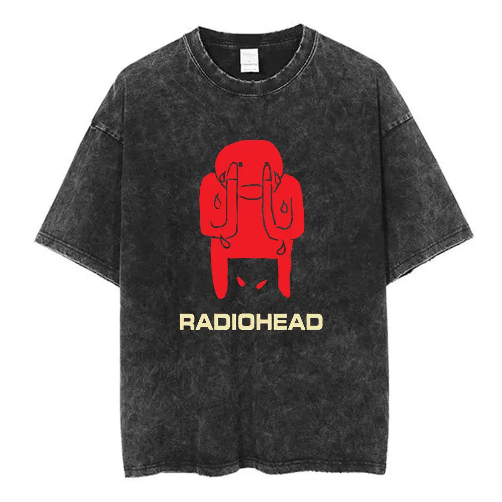 

Винтажная футболка с эффектом потертости Rock Band Radiohead The Bends, модная хип-хоп футболка для мужчин и женщин, хлопковая повседневная футболка, уличная одежда