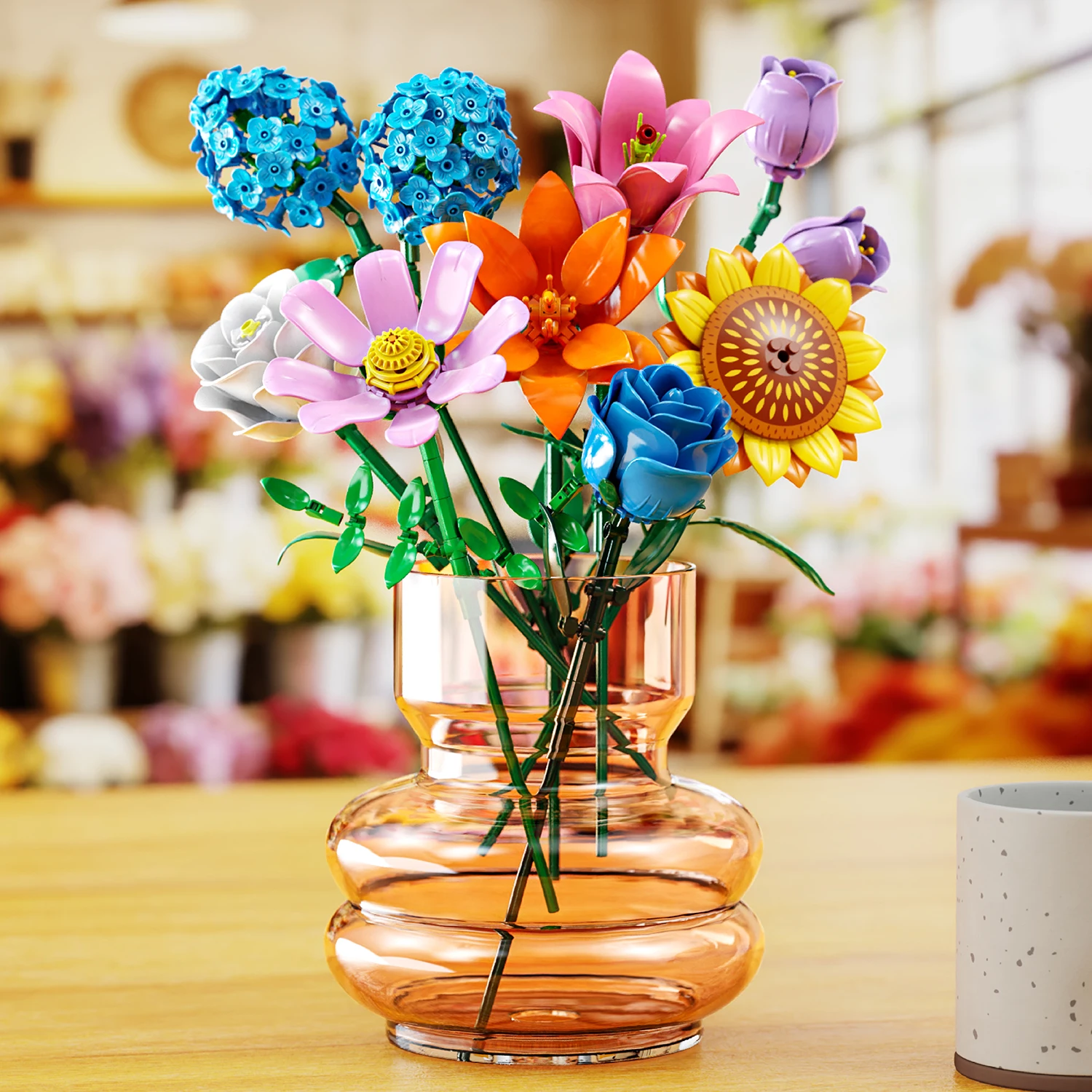 

8-в-1 Букет Строительные Блоки Игрушки Модель Романтический Цветочный Букет Кирпичи Набор Игрушек Настольный Орнамент День Святого Валентина Рождественский Подарок