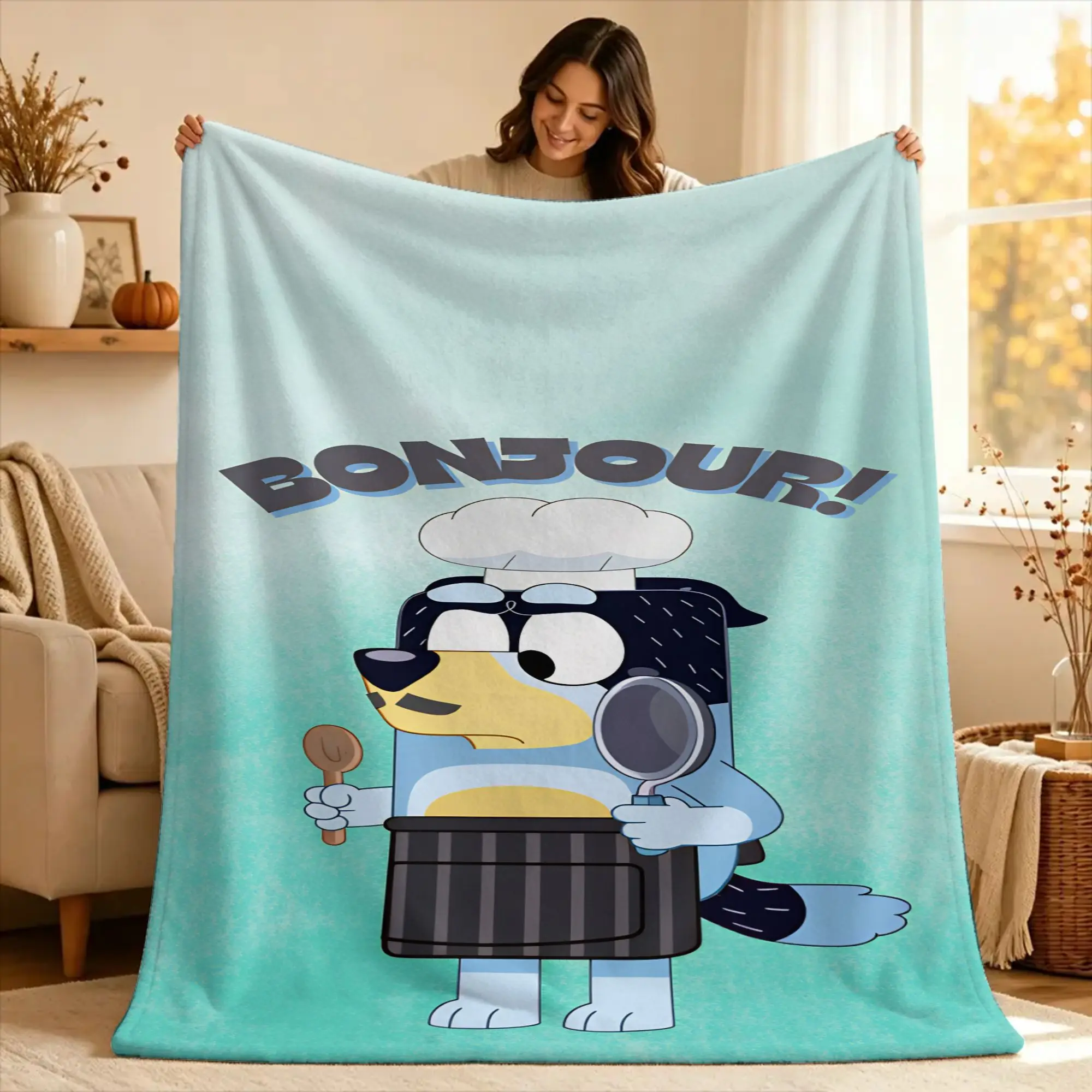 B-bluey Bingo Heeler Soft Blanket  Airplane Travel Plush Throw Blanket Print Bedroom Flannel Bedspread Sofa Bed Cover