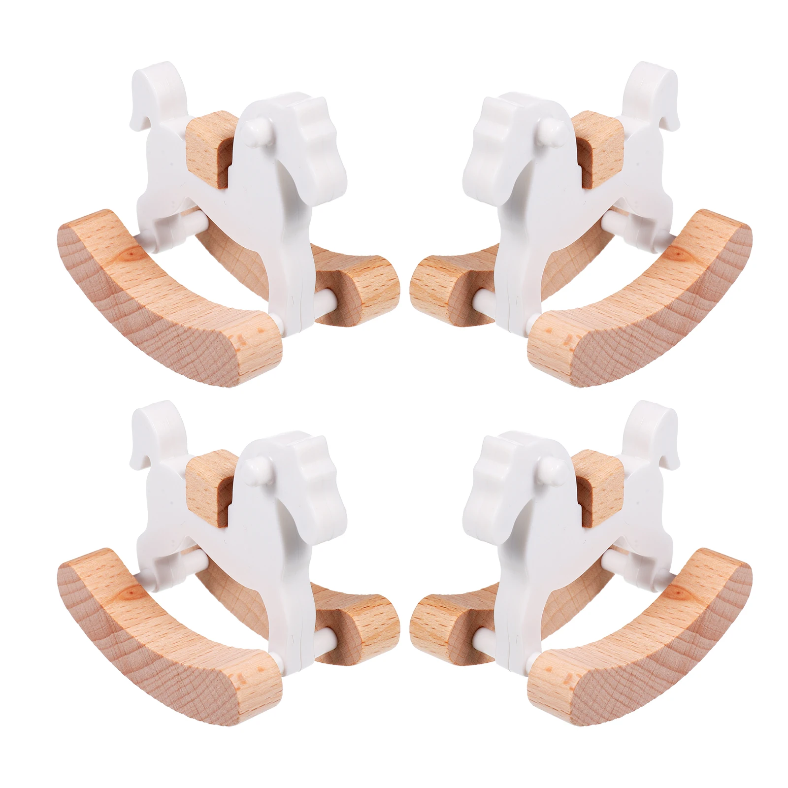 4 pezzi cavallo a dondolo in legno casa delle bambole in miniatura mobili per la scuola materna del bambino artigianato fatto a mano dettaglio esplorazione tattile animale da tavolo