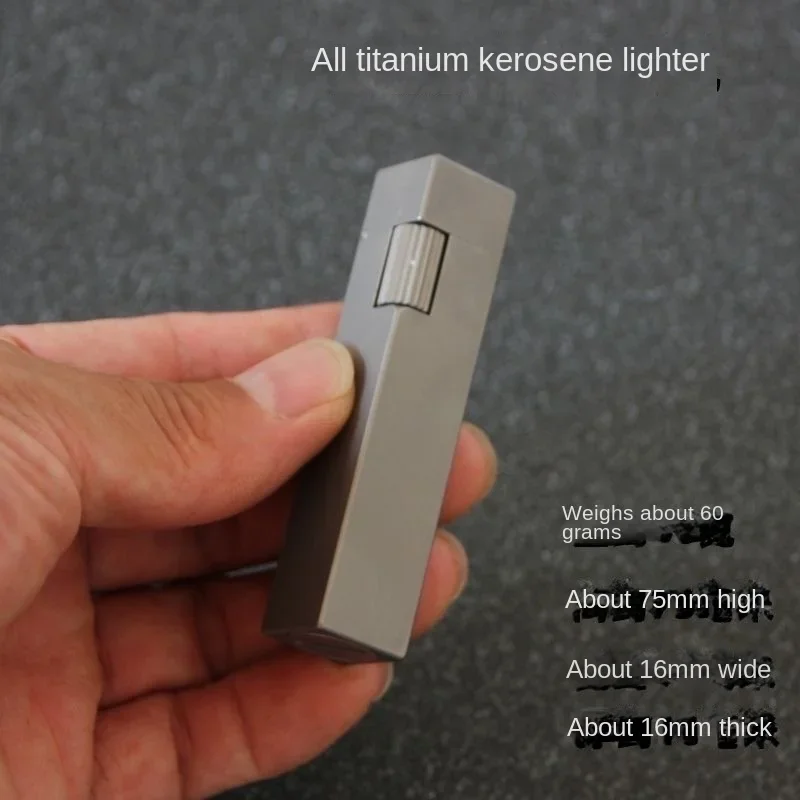 New Full Titanium Alloy Kerosene Lighter Long Brass Side Slide Ignition Edc Equipment Portable Fashion Men Gift