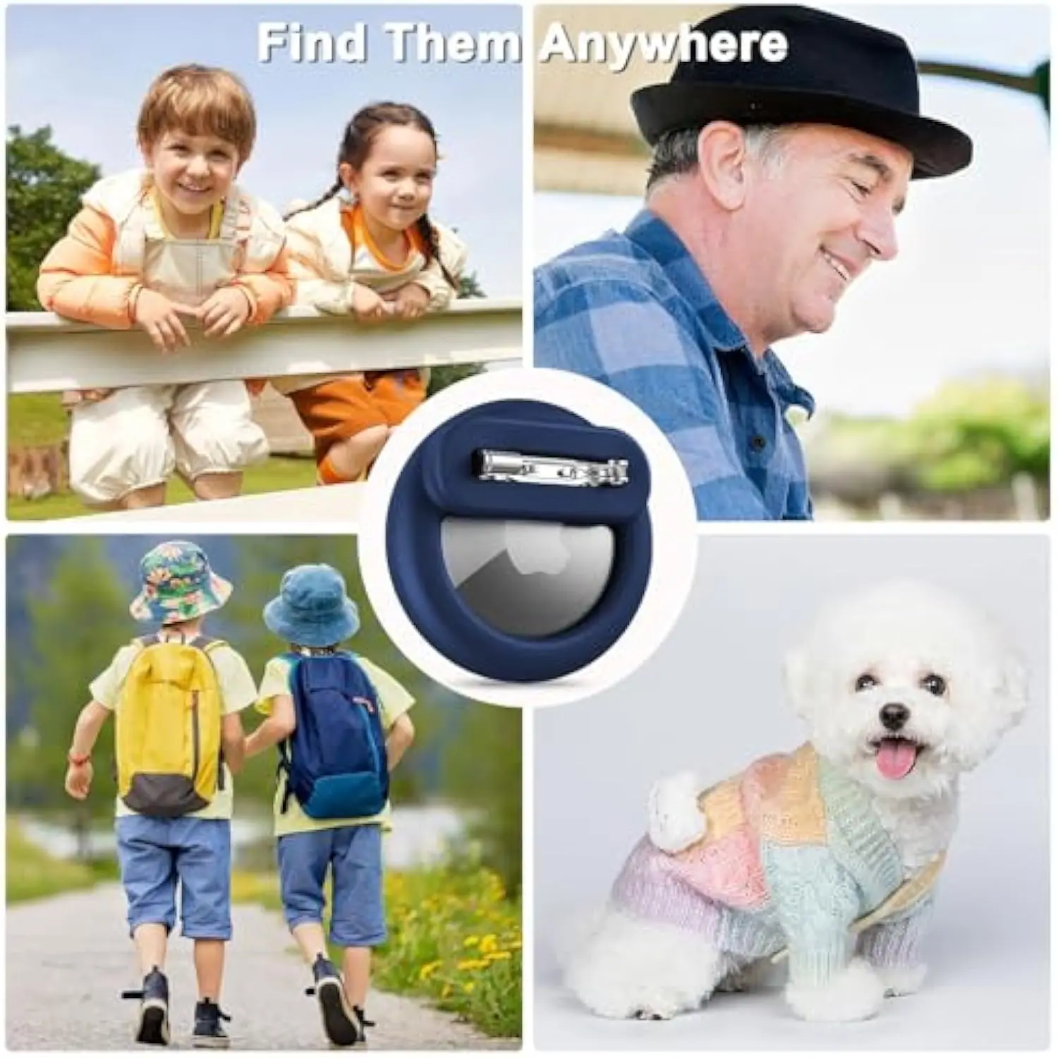 Cover for Apple Airtag Kids Hidden Case with Invisible Pin Anti Lost for Kids Elderly Luggage Clothing GPS Tracker AirTag Holder