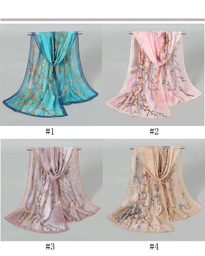 Women Foulard Small Flower Elegant Chiffon Bandana Scarf Summer Travel Sunscreen Thin Hijab Shawl Printed Floral Bag Svarves