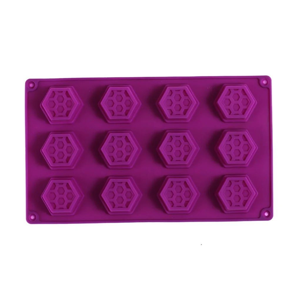 Hexagonal Honeycomb Silicone Bowl Cake Mold DIY Chocolate Candy Biscuit Mold 12 Holes Cheese Ice Cube Kitchen Baking Utensils