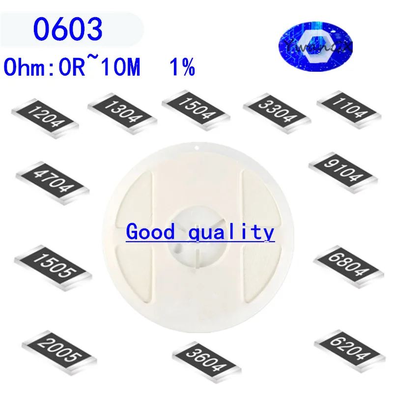 

100 1% SMD резистор 0R ~ 10M 1/20W 0 0603 1 10 0,1 100 Ом 1K 150 K 10K 220K 0R 0.1R 1R 100R 150R 220R 330R 1 330 M единицы