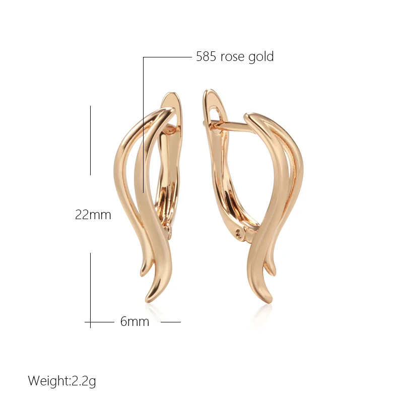 Kinel New Hollow Glossy Leaf Small Unusual Earrings Women 585 Rose Gold Color Drop Earrings Cute Daily Unique Fashion Jewelry