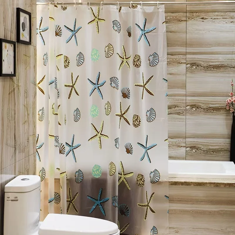 Küsten-Flucht-Duschvorhang – PEVA wasserdicht mit Seestern- und Muschel-Design, Badezimmerdekoration mit Ozean-Motiv