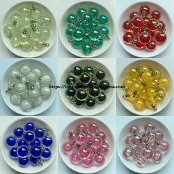 (1 Lot = 10pcs )Round Shape Smooth Shining AB Bead In Bead Acrylic Small Pendant Size 15mm 10 Colors For Jewelry Making DIY