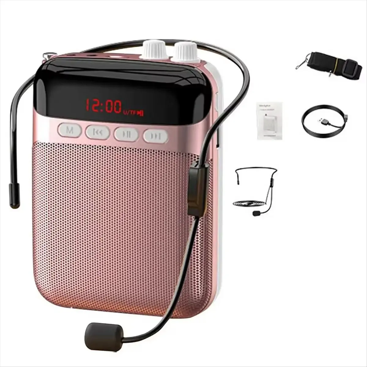 DT1018 Mon.Voice Amplifier Wireless for Teachers Long Battery Life Adjustable Strap for Teaching Trainers Singers Rose Gold