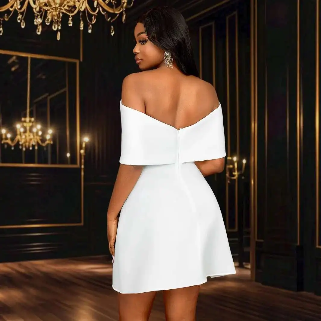 

Sexy Off-shoulder New A-line Dress Elegant Bow Tie Waist-cinching Party Bridesmaid Dress Dresses Summer Dress Robe Vestido Women