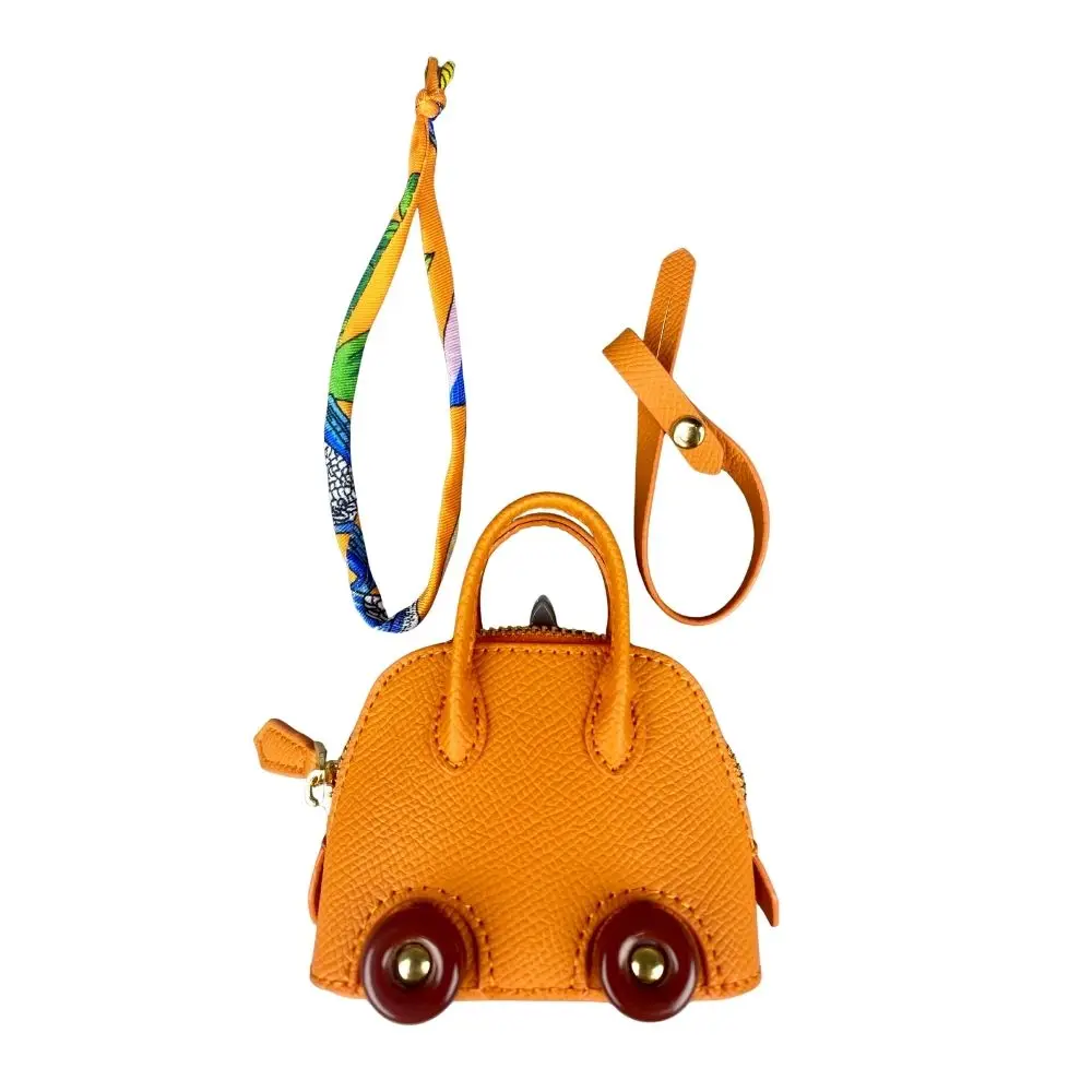 Mini-Taschenanhänger aus Leder mit niedlichen Rädern – Kopfhörer- und Lippenstiftbeutel mit zwei Riemen – PU-Leder – ideal für Taschenzubehör – Detail 19