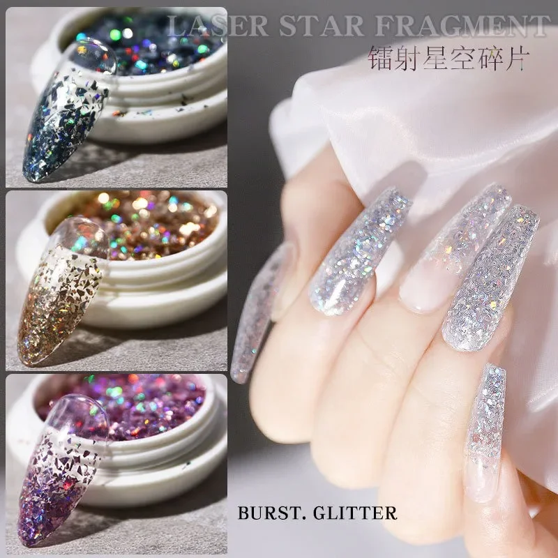 New Nail Enhancements Network Red Irregular Laser Starry Sky Fragments Sequin Nail Sticker Discoloration Flash Fantasy Spot