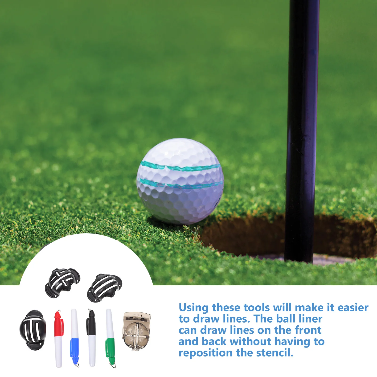 1 مجموعة كرات الغولف الخطاط محاذاة كليب مستقيم خطوط أنيقة المحمولة مريحة كلا الجانبين وسم أداة