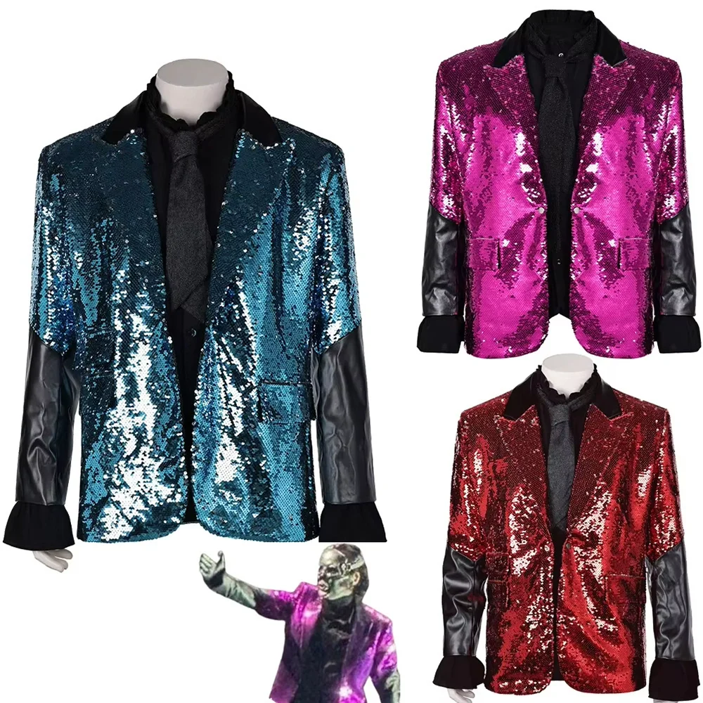 Punk The Ghosts Cosplay Coat Costume Adult Suit Band Ghost Top Hip Hop Rock Jacket Halloween Carnival Sequin Clothing
