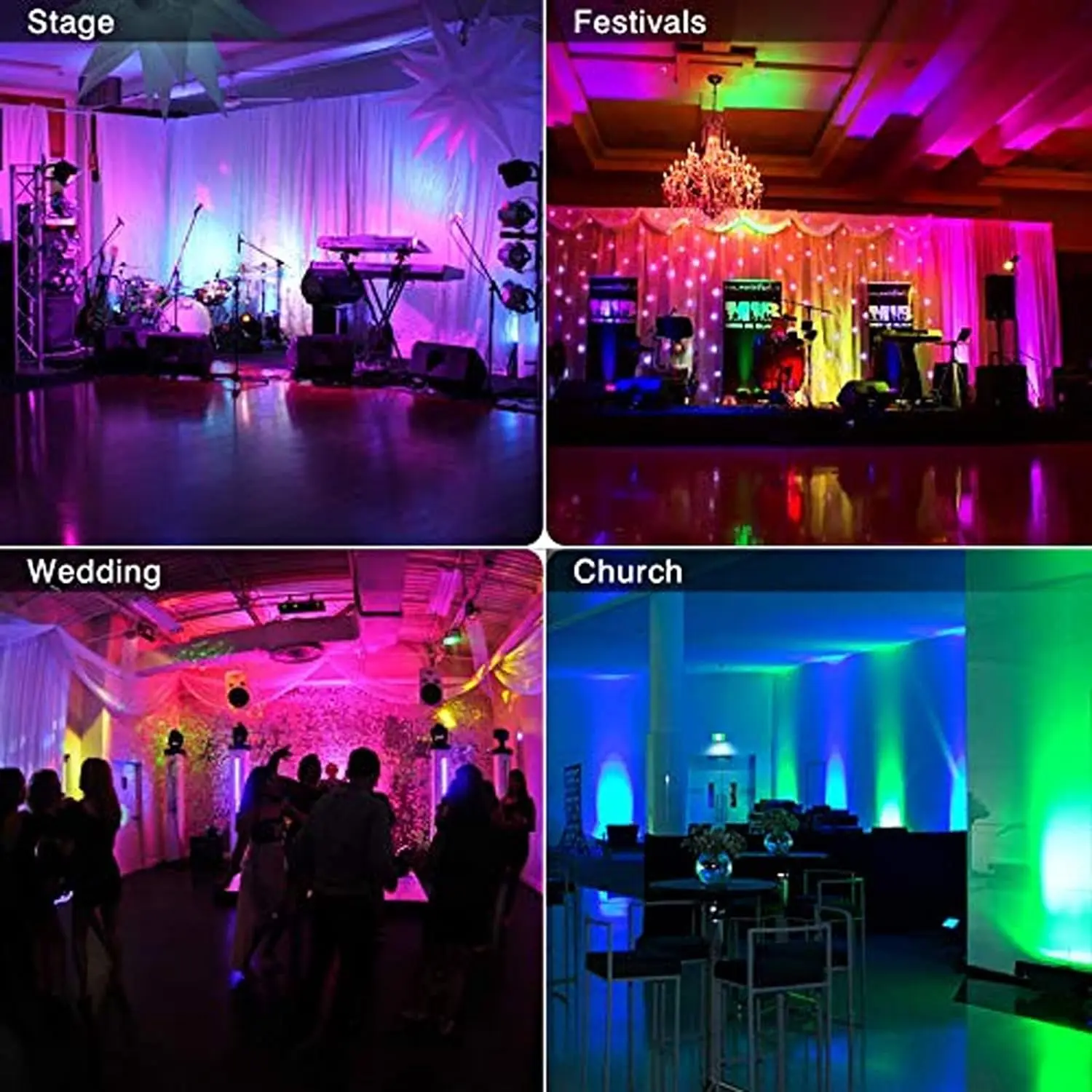 Rgb levou luz de palco com controle remoto, 36 rgb iluminação, som ativado, para festa de casamento, clube, 2pcs