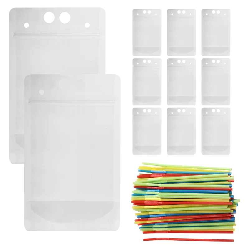 

B08B-Stand-Up Frosted Plastic Suction Nozzle Bag 100PCS 750ML Portable Pouches For DIY Coffee Juice Milk Liquid Beverage Soup