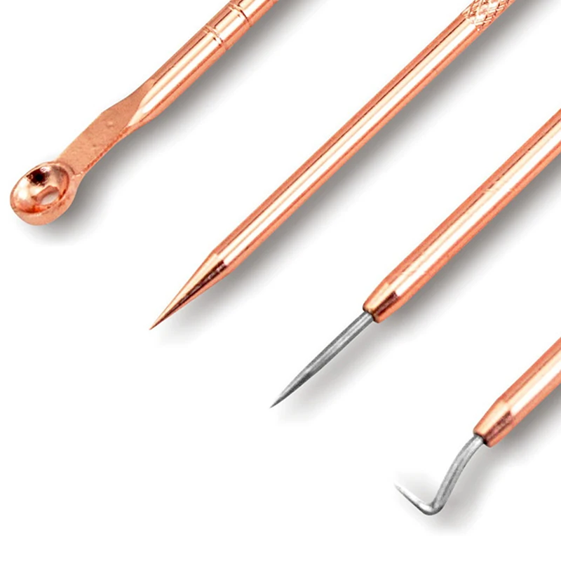 4 قطع من أدوات إزالة الرؤوس السوداء لعلاج حب الشباب، أدوات إبرة البثور من الفولاذ المقاوم للصدأ للعناية بالوجه، أداة تجميل #1