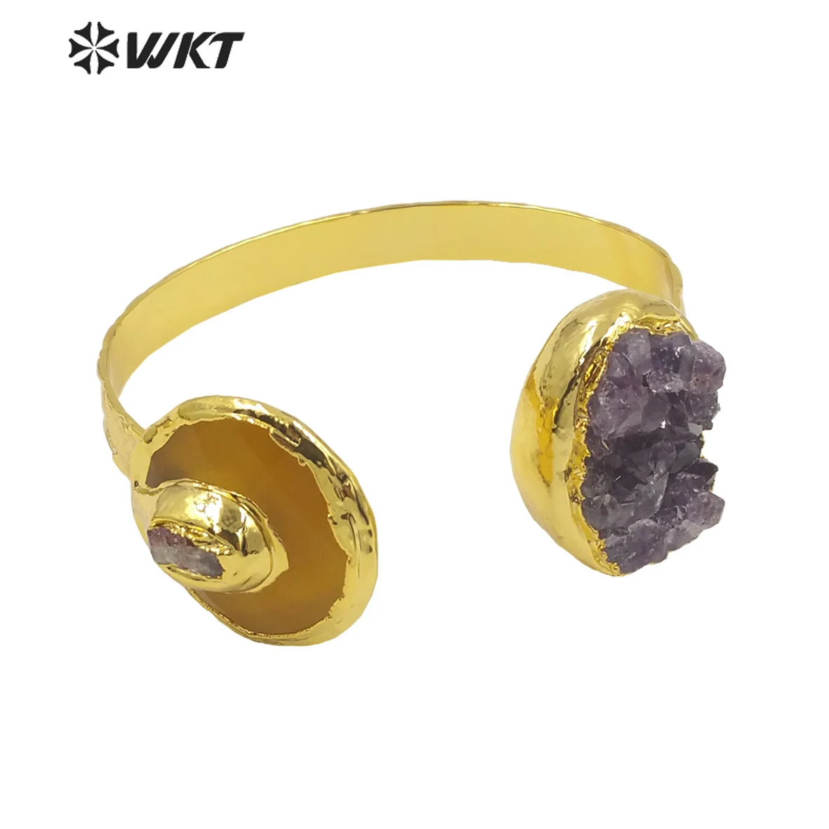 

WKT-B584 WKT Fashion Style Gold Plated For Lady Bangle Amethysts Women Nice Colored Stone Jewelry Findings