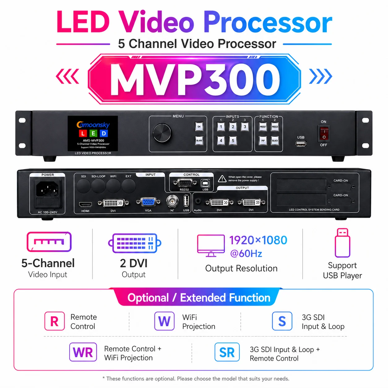 Procesador de Video LED 4K MVP300 MVP500 Compatible con TS802d Linsn MSD300 Novastar para Pantalla LED y Video Wall