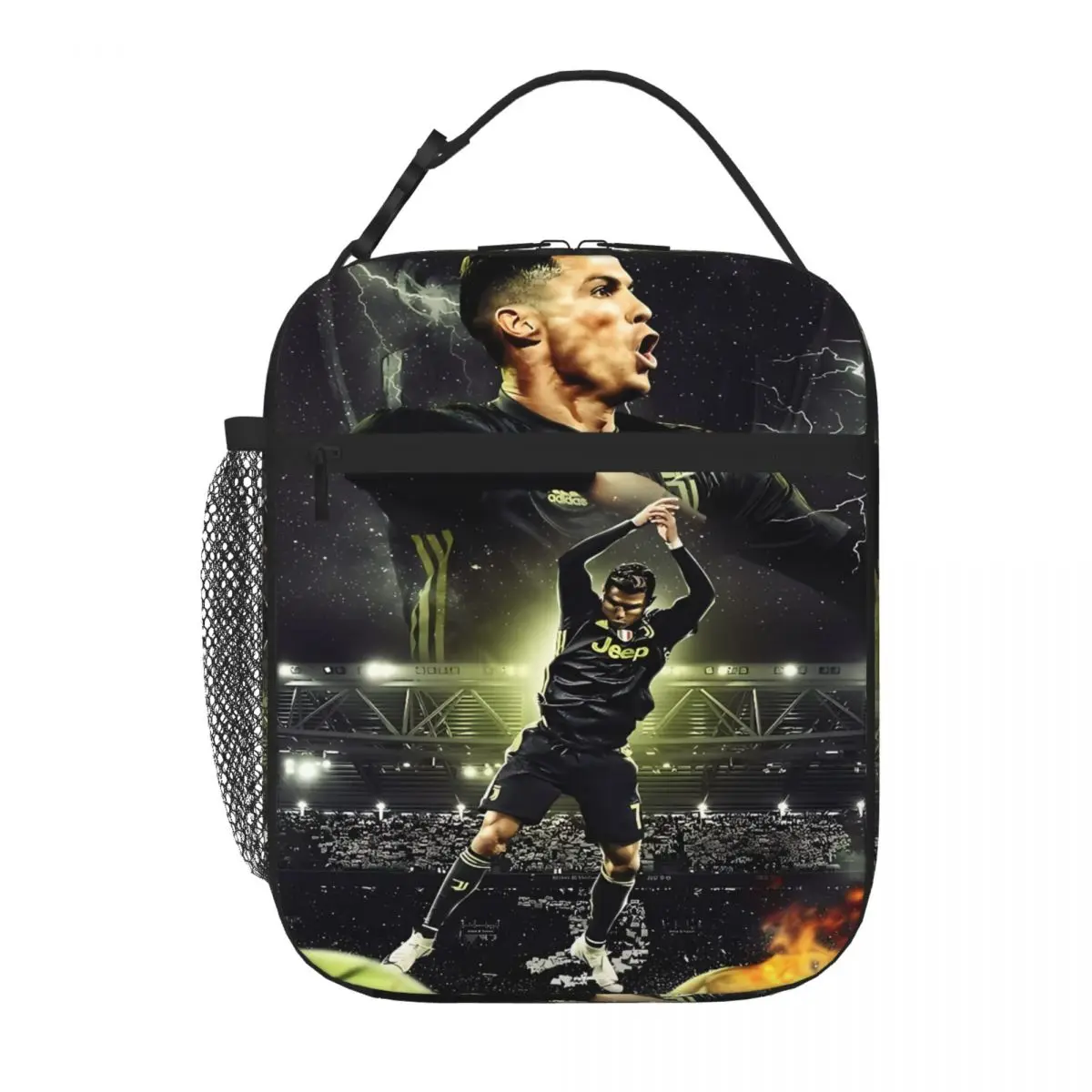 Bestselling Ronaldo Illustration Travel Style Lunch Box Bag Pet Snack Carry Office Lunch Bag