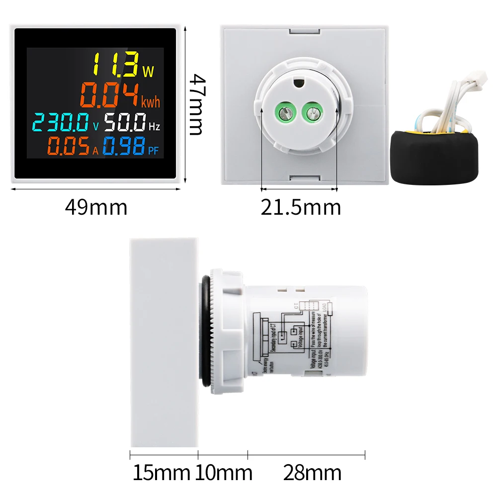 6 in 1 Energy Meter Voltmeter Ammeter Ampere Current Voltage Hertz Frequency kWh Signal Light Indicator Tester 50-300V 50/60Hz