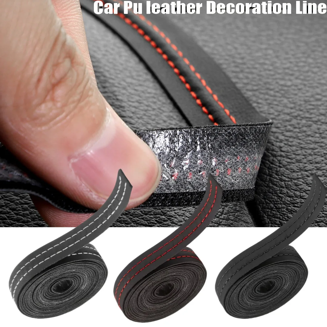 Fita Decorativa de Couro PU para Carro, Autoadesiva, para Painel de Instrumentos e Acessórios de Interior Automotivo