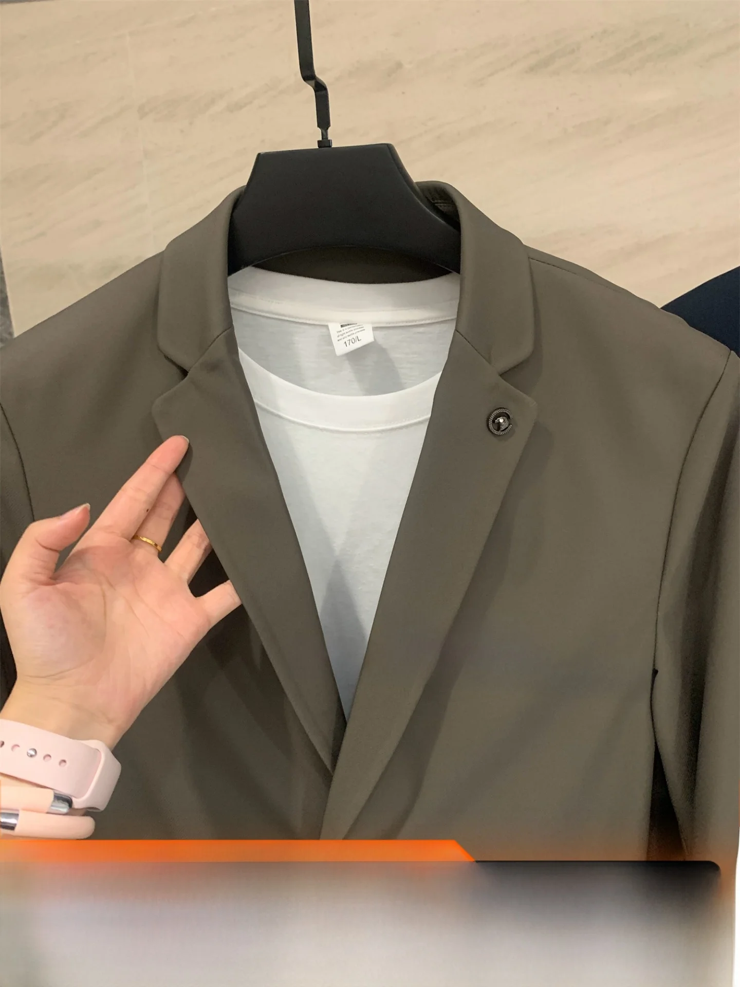 Italian Z Series Men's Business Casual Single-breasted Jacket Elastic Seamless Sealed Anti-wrinkle Polyester PU Leather Coat