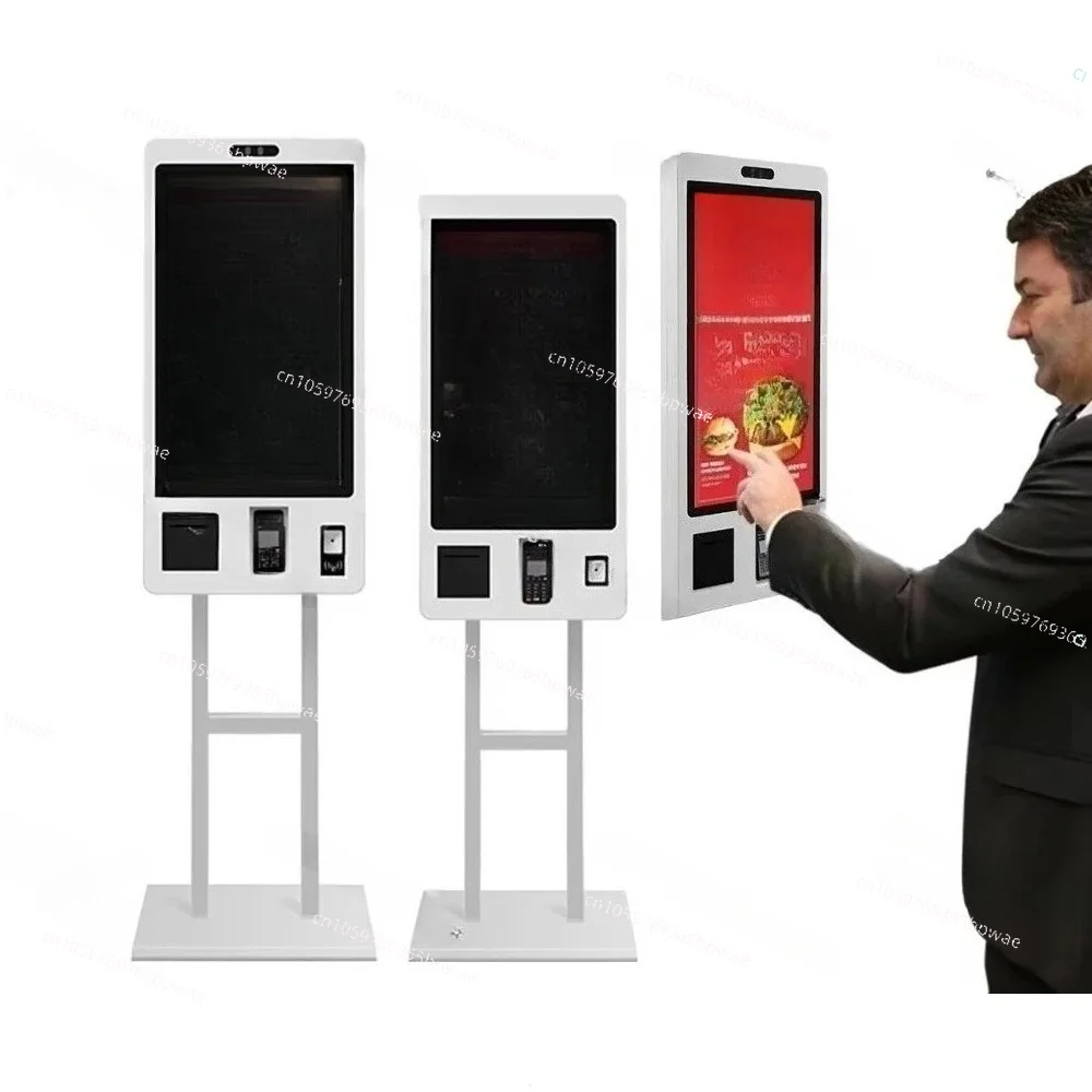 Restaurant 24 27 32 inch touch screen cashless POS fast food self-service order payment end point kiosk floor machine
