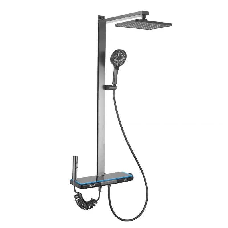

Large shelf shower set, pure copper shower thermostatic shower set, multi-function water outlet with digital display