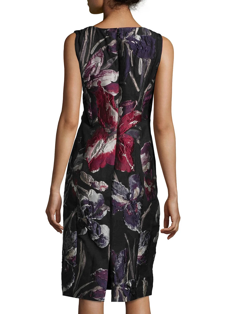 Vestido tubo con estampado floral para mujer, vestidos de verano sin mangas con cuello redondo