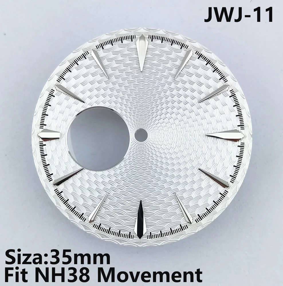 หน้าปัดนาฬิกา NH38 35มม. เหมาะสำหรับนาฬิกาอุปกรณ์เสริมสำหรับการเคลื่อนไหวของ NH38ไม่มีหน้าปัดเรืองแสงโลโก้ที่กำหนดเอง