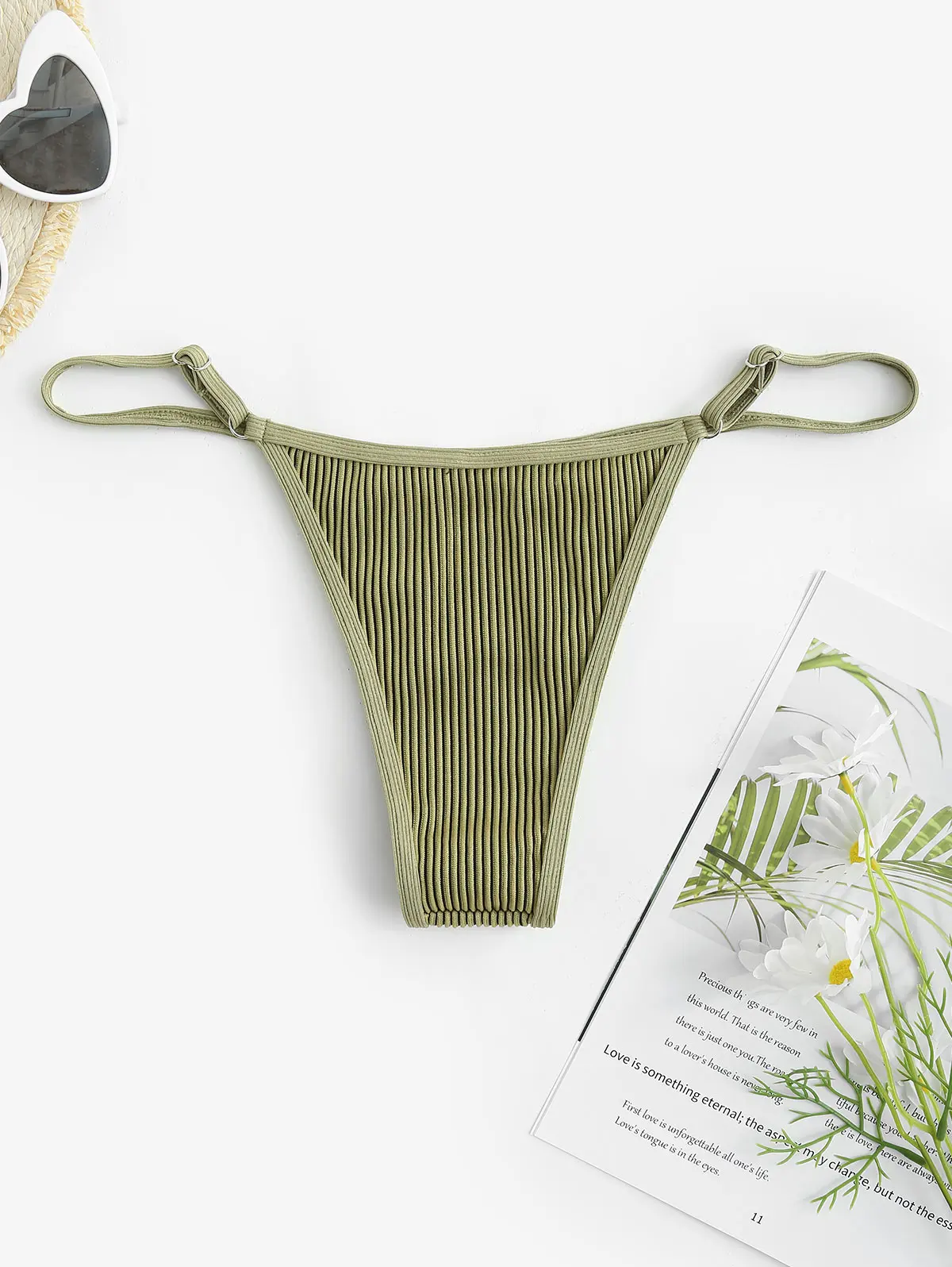 ZAFUL Tanga Teksturowany dół od bikini ze ściągaczem