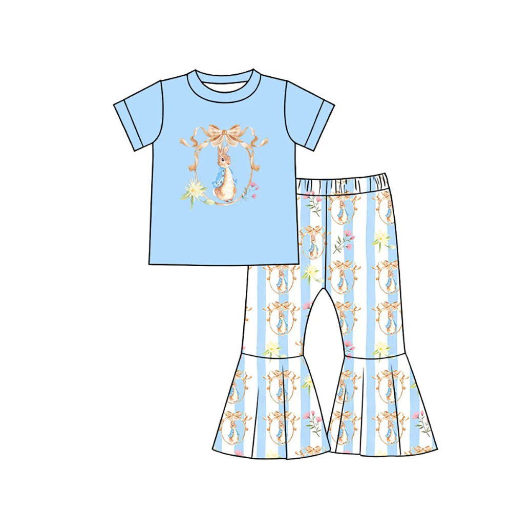Conjunto de Roupas de Coelho para Crianças Boutique, Vestido Fofo de Meninas e Pijamas para Meninos, Macacão de Coelho para Bebês