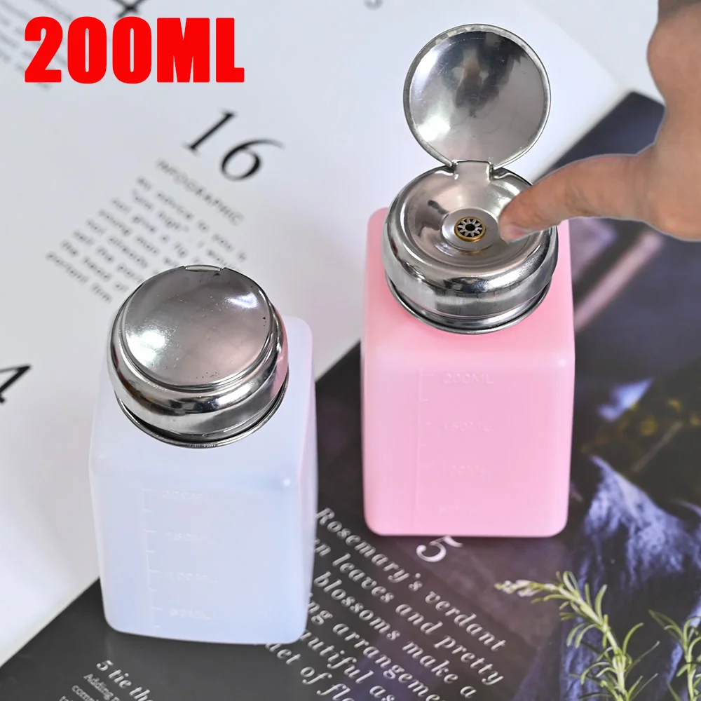 1 قطعة 200 مللي زجاجة ضغط الأظافر الفارغة إعادة الملء السائل/جل البولندية/زجاجة حاوية الكحول مسمار الفن الأنظف إزالة زجاجة التخزين #2