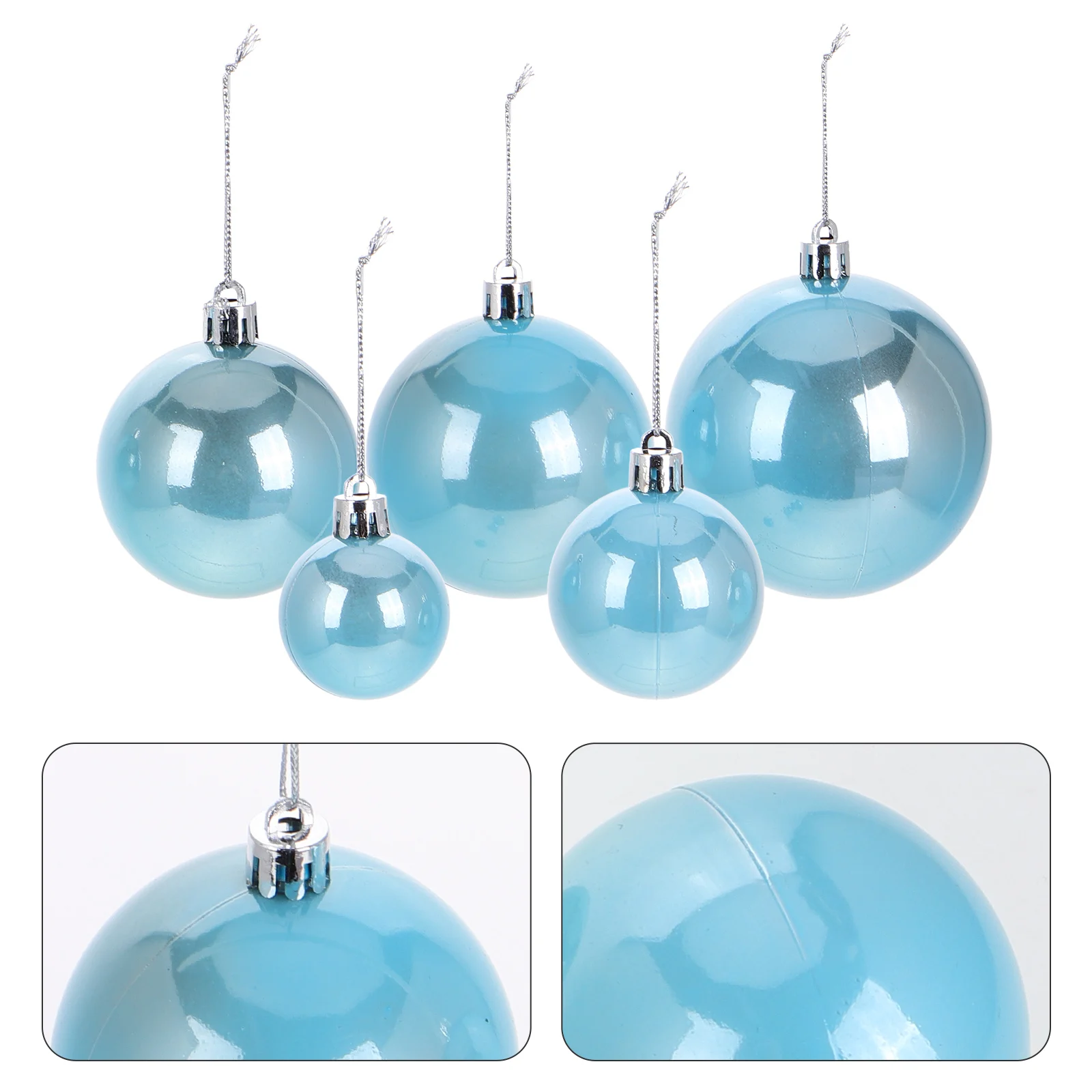

37pcs Pearlescent Ball Ornaments Shatterproof Blue Christmas Tree Decorations Vintage Plastic Baubles Set For Holiday Wedding