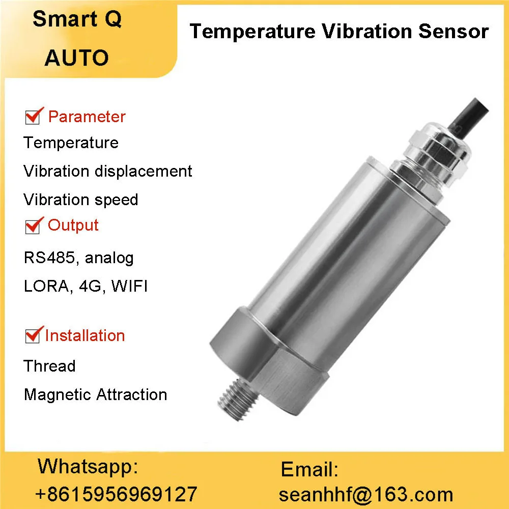 Vibration sensor frequency tester motor bearing mechanical temperature three-axis vibration detector waterproof RS485 4-20MA