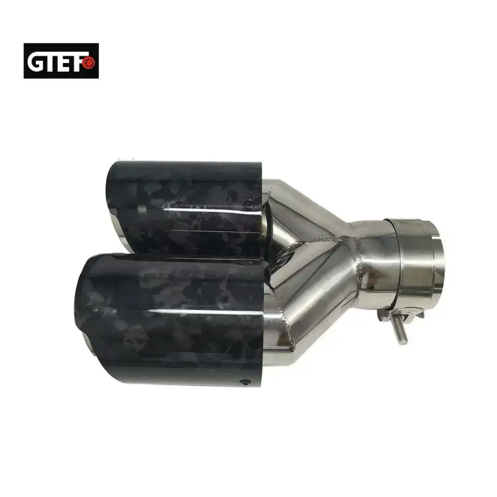 

GTEFO 2PCS Universal Forged Dual Carbon Fiber Exhaust Tips Car Exhaust Pipe Exhaust Decorative Nozzles for Muffler Tuning Car