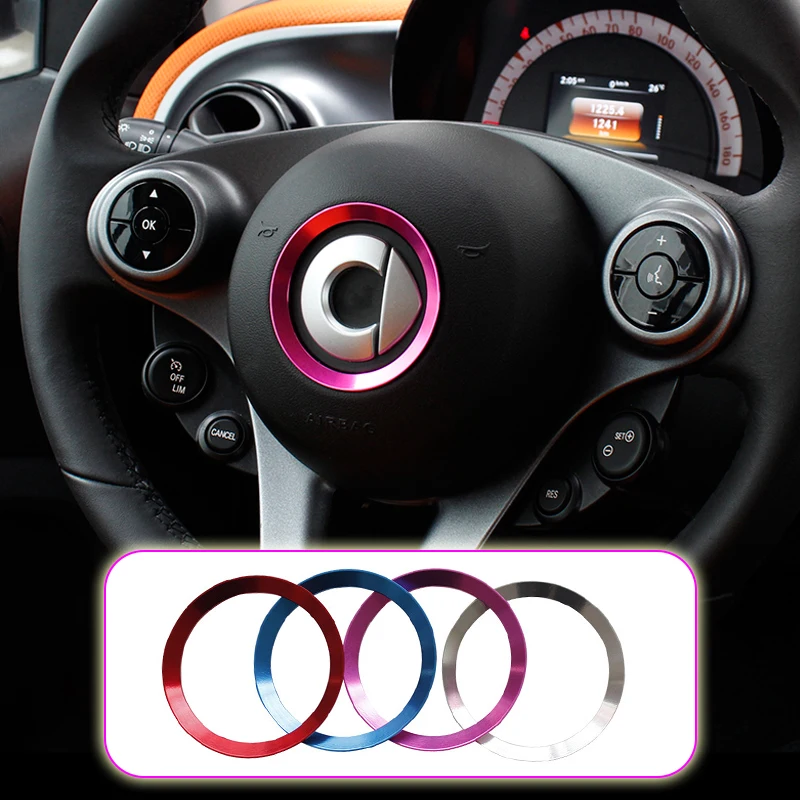 Car Aluminium Alloy Steering Wheel Decoration Ring For Mercedes Smart 453 Fortwo Forfour Car Interior Modification Accessories