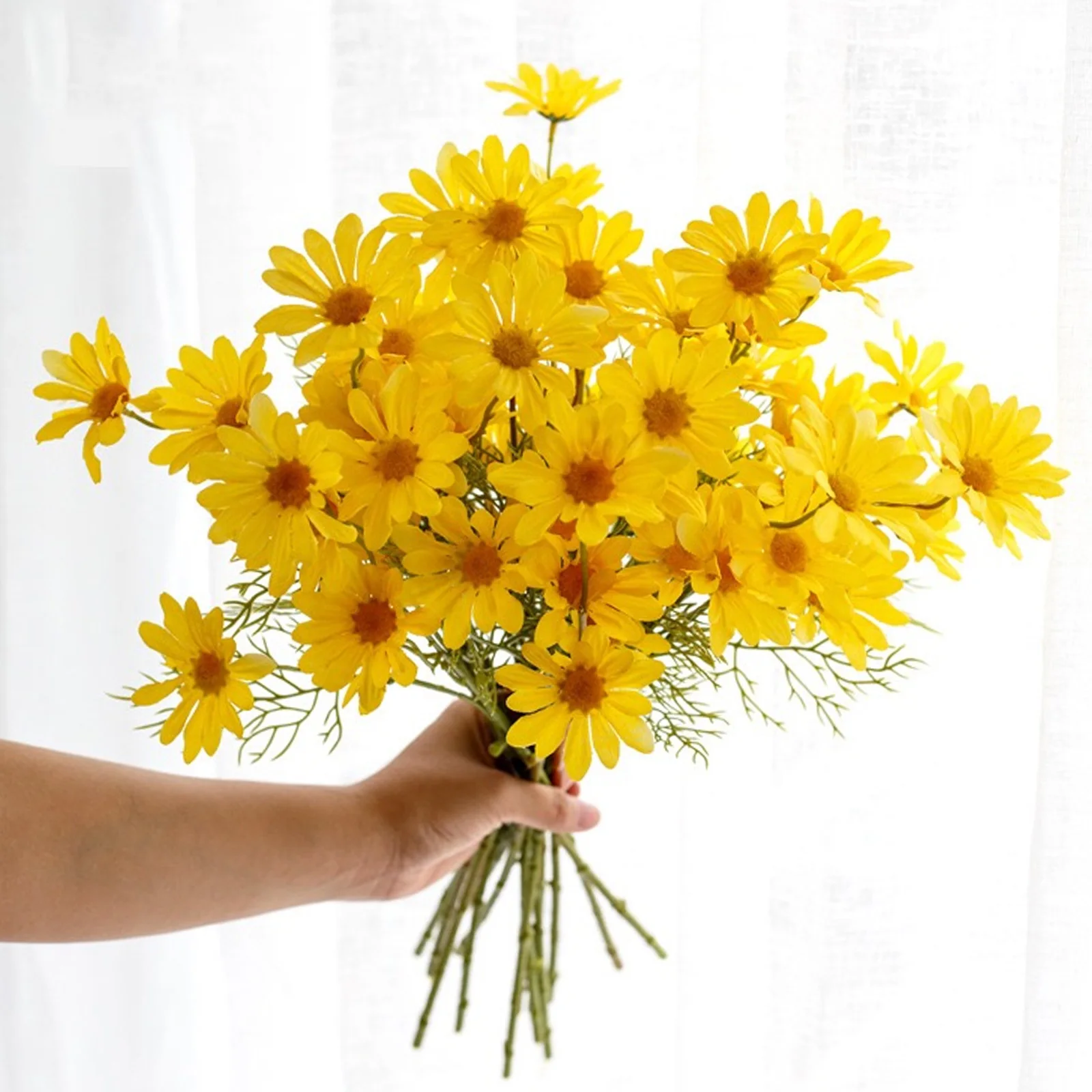 

6pcs Artificial Lifelike Simulation Flower Fake Plant Decor For Home Office Lifelike Simulation Daisy Wedding Party Decoration