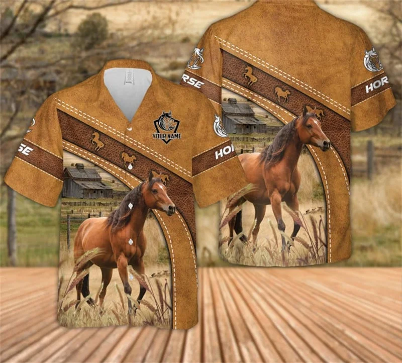 

3D Belted Galloway Cow Leather Printed Hawaiian Shirts Summer Street Shirts Fashion Women Men Couple Shirt Kid Buttons Shirt