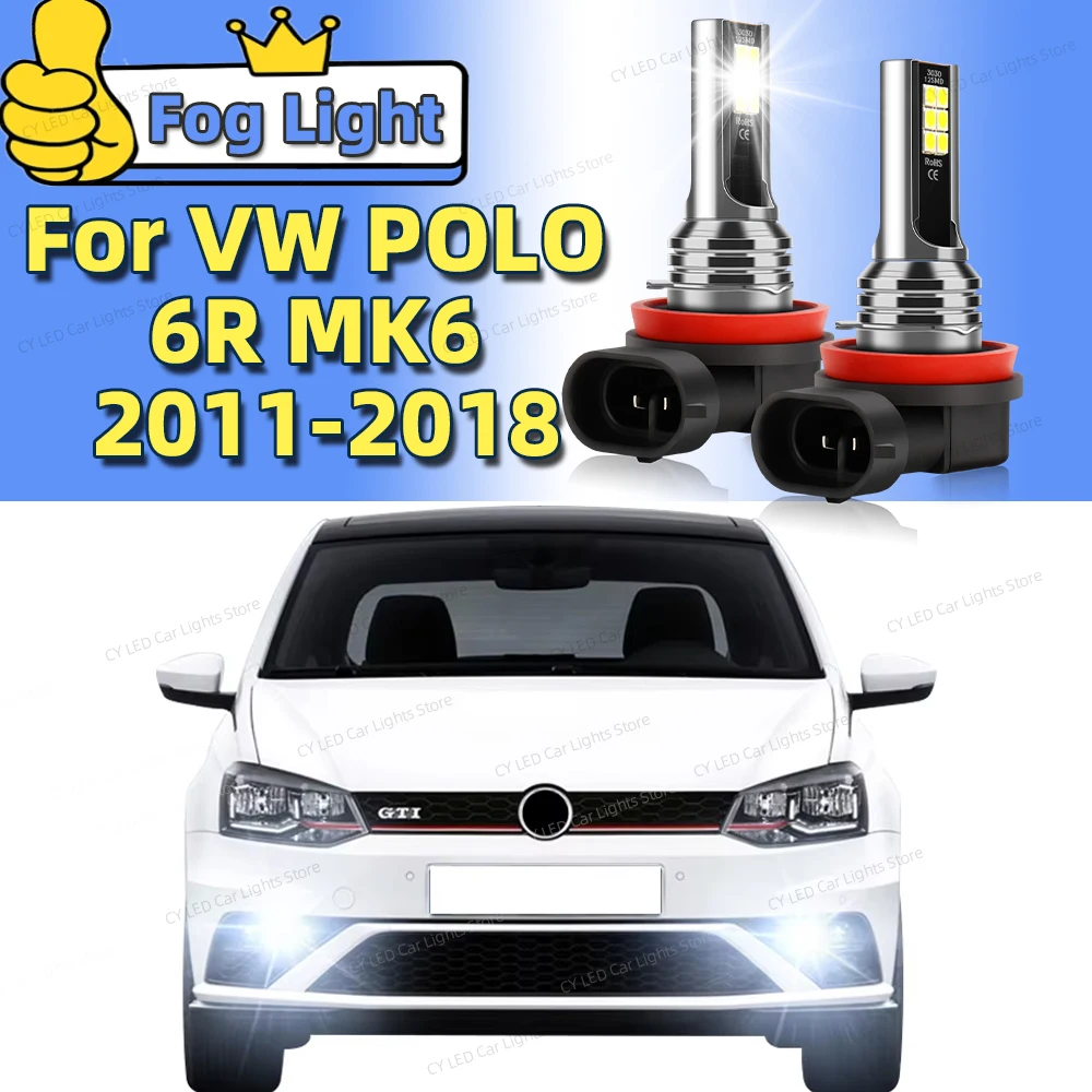 2 sztuki żarówek samochodowych LED przednich świateł przeciwmgielnych 6000K do VW Volkswagen POLO 6R MK6 2011 2012 2013 2014 2015 2016 2017 2018