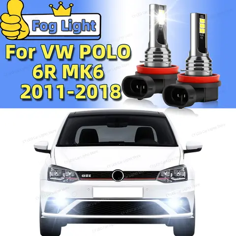 2 uds luz antiniebla delantera LED bombillas de coche 6000K para VW Volkswagen POLO 6R MK6 2011 2012 2013 2014 2015 2016 2017 2018