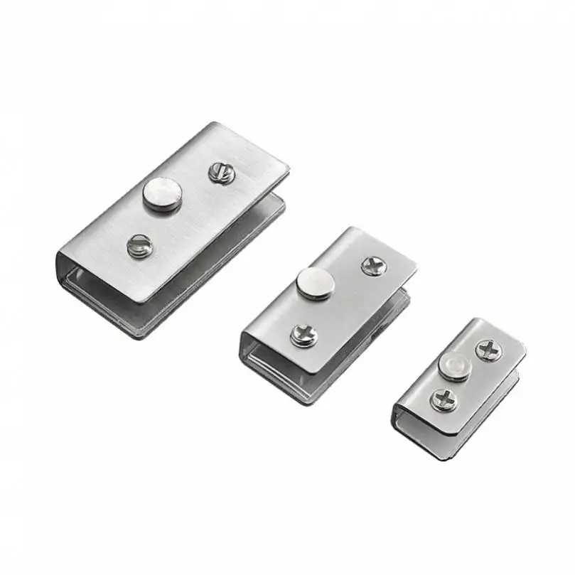 F9 1Piece Stainless Steel Handle Free U Shaped Glass Clip Magnetic Door Bumper Clamps for 5-12mm / 0.2-0.47inch Thick Glass Door