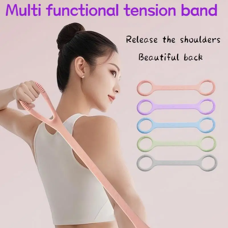 

Extra Thick Silicone High Elasticity Back Exercise Resistance Band Resistance Training Rope 8-character beautiful back stretch b