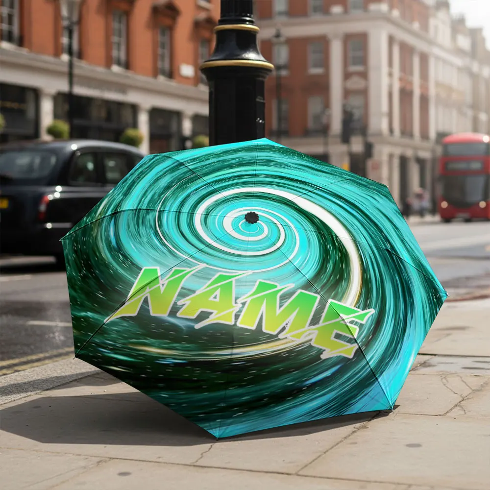 Custom Name umbrella, Galaxy Swirl Design Umbrella with Bold Text 'Name' Fashion Folding Umbrella for Daily Use,Christmas Gift