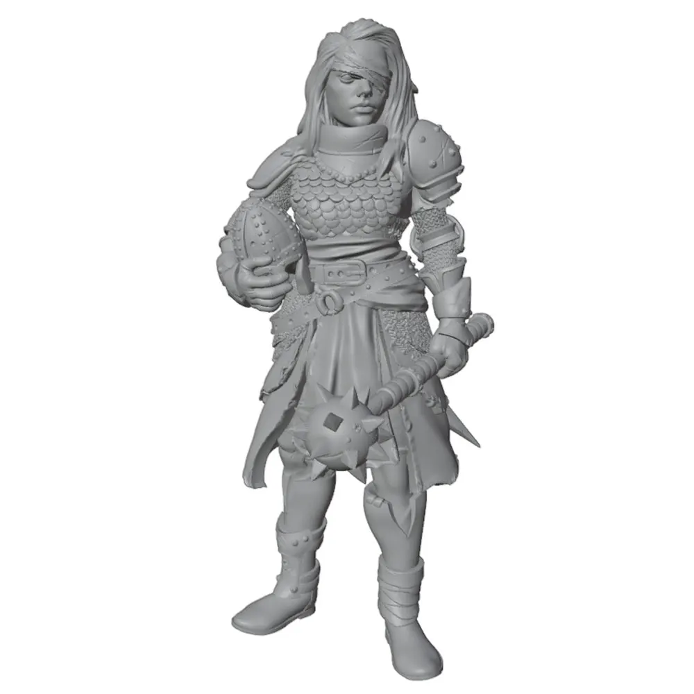Figura resina para rol y coleccionismo – Guerrera con martillo lobo - imagen 3