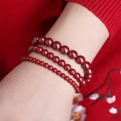 Natural cinnabar bracelet men women lucky wealth Protecting physical health bracelet classic bracelet cinnabar jewelry chinagift