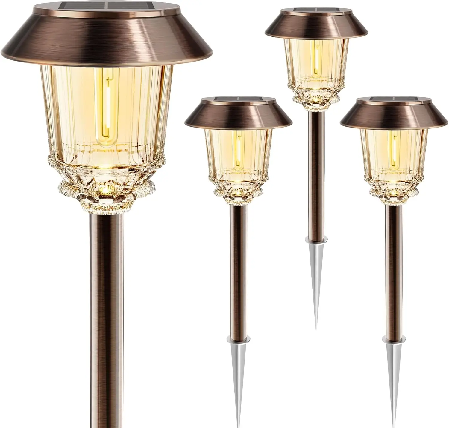 

Солнечные фонари для улицы, 4 шт., бронзовые водонепроницаемые дорожные фонари, садовый декор на солнечной энергии для двора, патио, подъездной дороги (теплый белый)